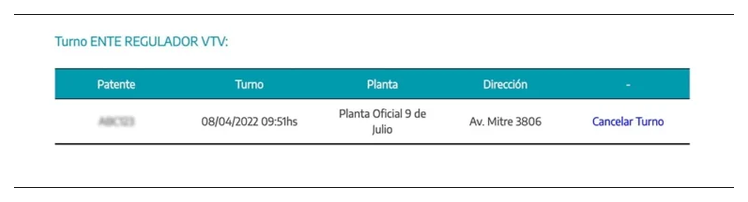 Paso 3 para consultar o cambiar el turno de la VTV en Ezeiza